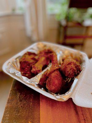 Dry rub Fried Chicken Drumsticks ; IG: Cereus_eats