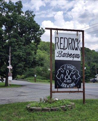 Signage for the restaurant and brewery