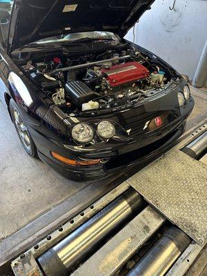 My Acura Integra Type R in for smog testing and Brentwood Smog Express.