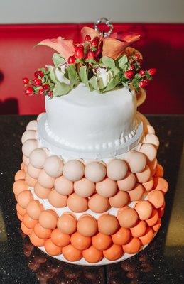 Azar did a lovely cake topper made with the same flowers used for my bridal party.