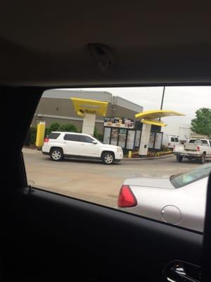 The drive through was backed up too.