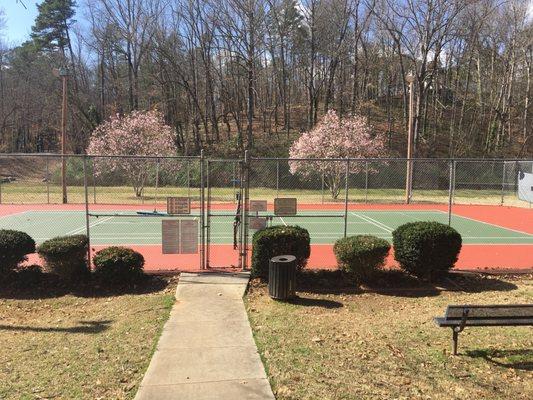 Well maintained tennis court.