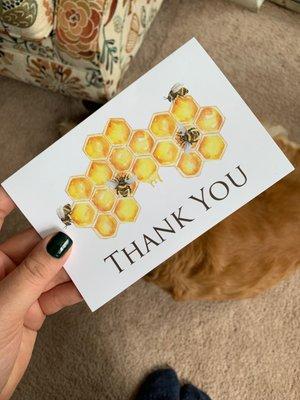 Talk about thoughtful! I received this in the mail a few days after my service with Hannah at Busy Bee Waxing Studio.