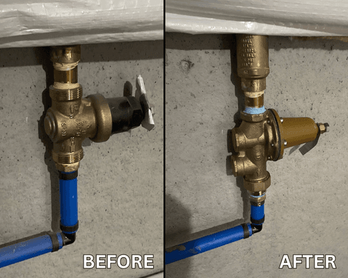 Pressure valve replacement, before and after