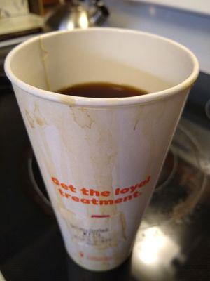 After a long week, had a hankering for Dunkin; had it DoorDashed home--spilled coffee arrived. :-(