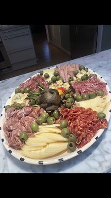 Antipasto platter for 10! Outstanding cheeses, meats and grilled veggies!