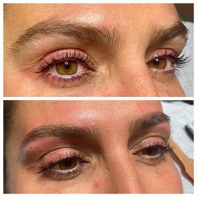 Before and after brow transformation by Ricki Criswell