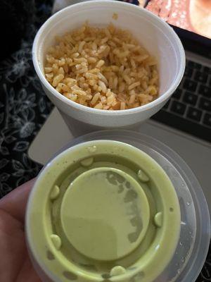 Rice and green salsa