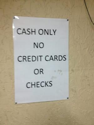 Cash only