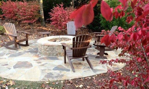 Fire pits , flagstone  seating area.