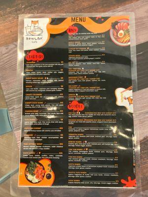 Diverse Asian fusion menu