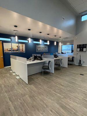 Teller line at Credit Union West branch in Prescott Valley.