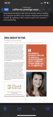 2020 Vocal Coach of the Year- California