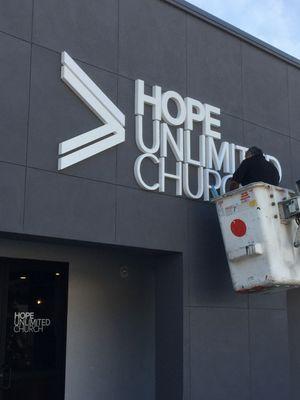 Outdoor Lettering for Hope Church with their logo