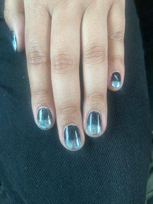 Asked for black chrome color that they have on their nail samples BUT ended up with black polish w/silver tips. Not what was asked for.