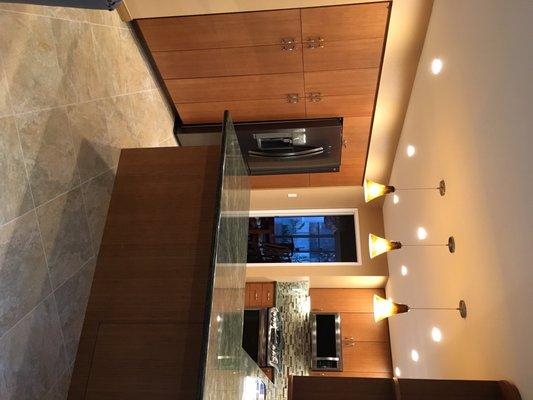 Tropical green granite with custom bamboo cabinets