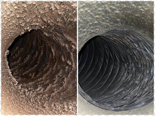 Before and after duct cleaning.