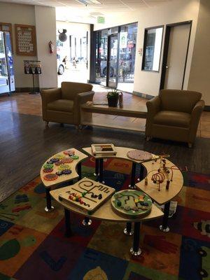 Lounge area with popcorn & Starbucks coffee