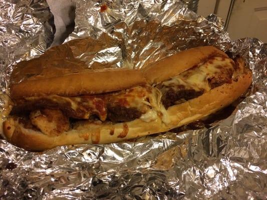 The Sebastiano is chicken and eggplant parm together on garlic bread. My Hero!