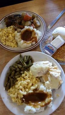 Chicken special & pot roast special.  Homemade banana pudding & brownie with ice cream!