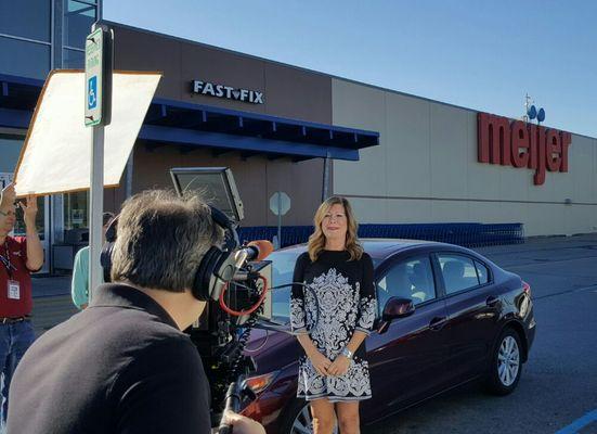 Filming TV ad for Fast-Fix Repairs stores located inside Meijer