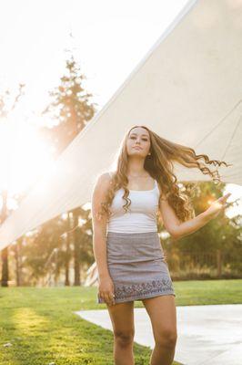 Sunshine portrait at Rylee's senior session at a local vineyard