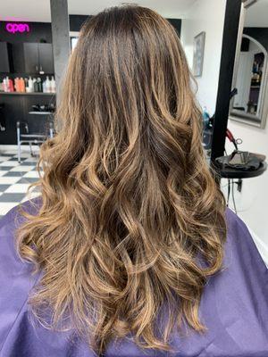 Balayage with layered cut