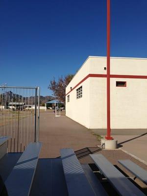 Mountain view from the basketball court facing north