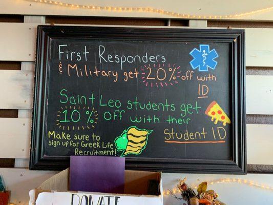 Discounts for those who serve