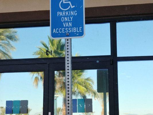 Handicaped parking right up front. Thank you .