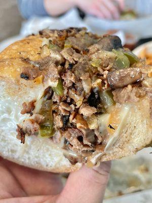 So good! Cross-section of the Philly Cheese Steak