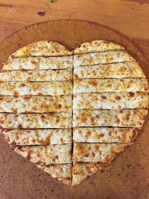 Garlic Sticks With Cheese Heart Shape