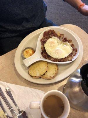 Skillet with English muffin