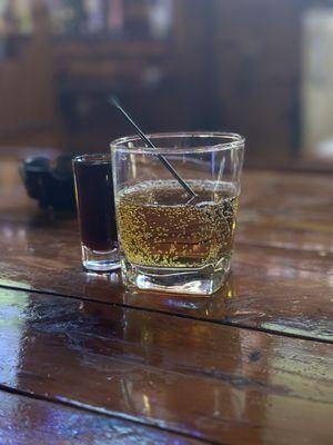 The perfect jager-bomb! "The bar offers a laid-back atmosphere where guests can unwind and enjoy their time in their preferred manner."