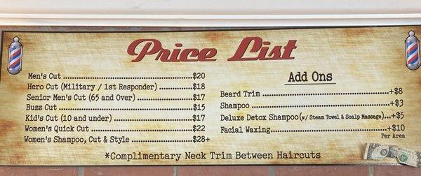 Prices and services as of 7/1/22