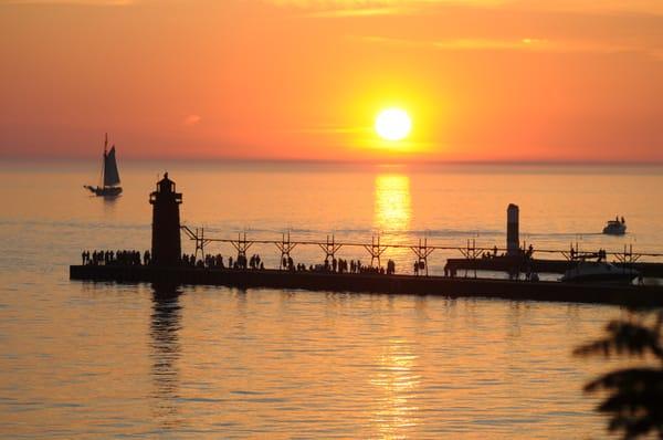 South Haven is sunset central. With our iconic lighthouse as a backdrop each and every evening.