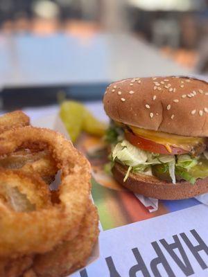 Charburger with Cheese & Rings