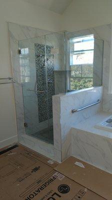 Custom frameless shower door