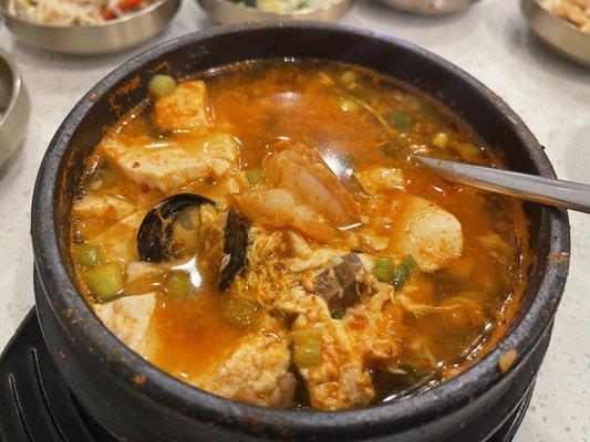 Seafood Sundobu Jjigae (Tofu Soup)