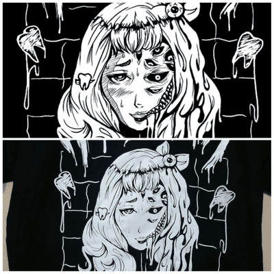 Detailed art vs. blown out tshirt that they tried to send home with me. Face details are almost completely gone.