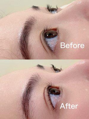 Eyelash lifting before and after. love it