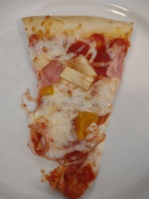 Canadian bacon, pineapple and mandarin oranges.