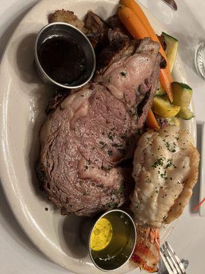 Prime rib and lobster tail