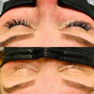 Individual eyelashes extensions.