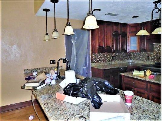 Storm damaged kitchen before  Restoration