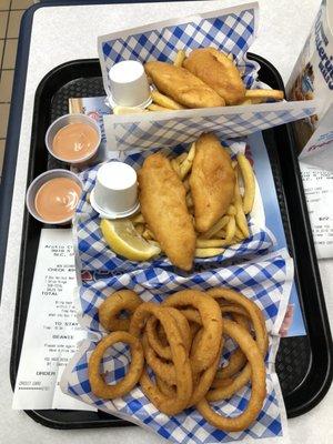 2 Pcs Halibut 'n Fries (Meal) & Onion Rings