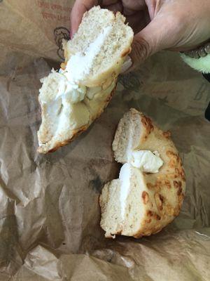 Asiago bagel with cream cheese