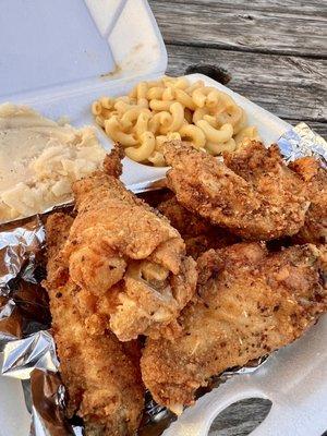 Buttermilk Fried Chicken, Macaroni and Cheese, Mashed Potatoes