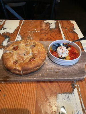 Focaccia with ricotta and chili oil