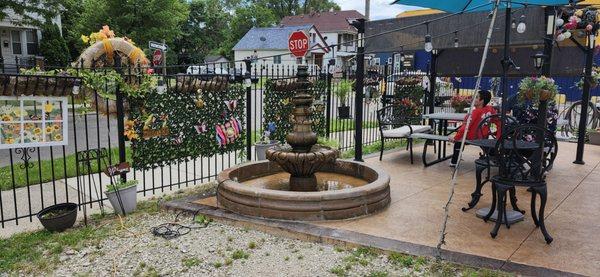 Beautiful fountain on the new patio.